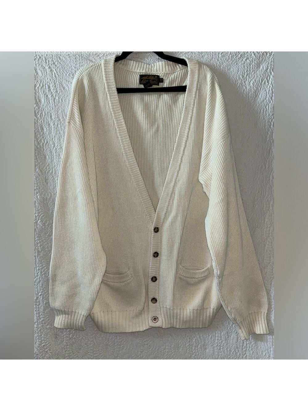 Eddie Bauer Ribbed Knit Button Pockets Long Sleeve Cardigan Tall Long Sweater